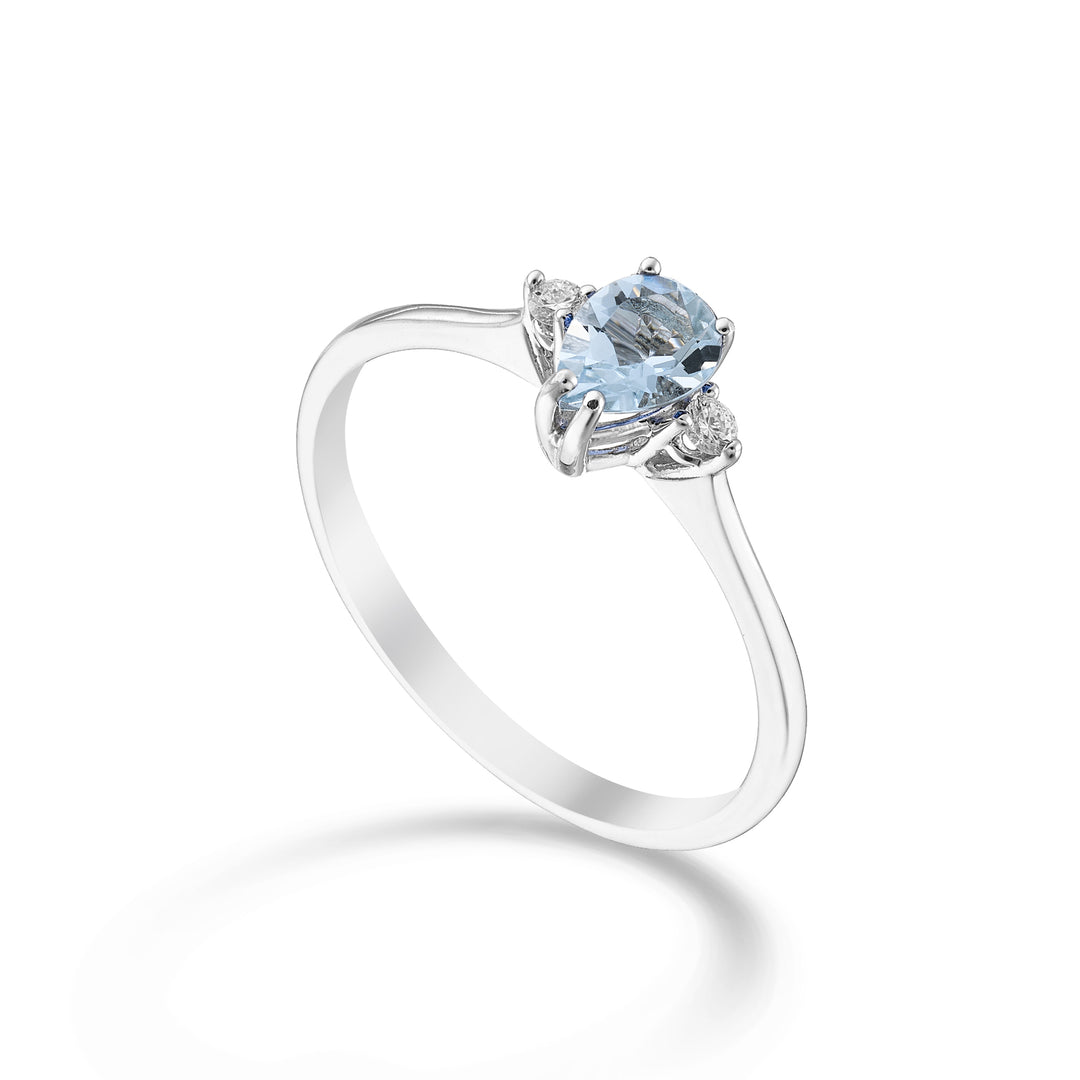 Nihama an 9k aquamarine drop 6x4 and side diamonds NA5217R4AM