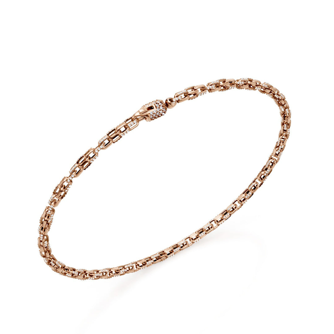 Golay square soft link bracelet, in 18kt rose gold, set with diamonds and paveted lobster clasp, 18cm GBR002O3DIBI-180