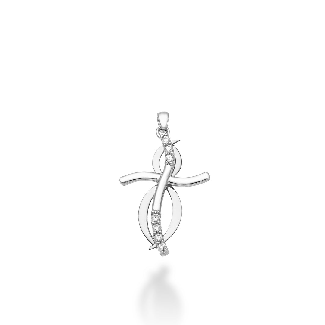 Nihama pe 18k 0,07 ct witgouden kruis 1,9 cm NP5014O4BR007