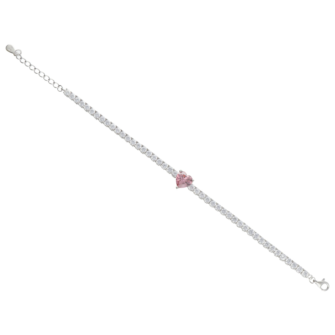 Nihama br ag925 edelsteen swarovski wit en roze NB7441A4ROSA000