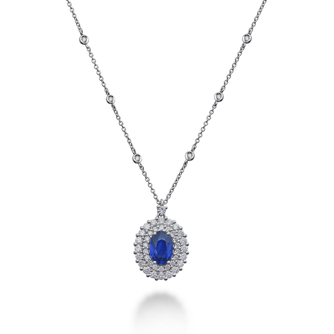 Golay ovale saffier ketting 7x5 met dubbele contour PCL128DIZB57-22129110064