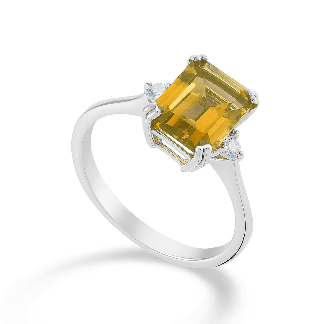 Nihama een 18k achthoekige citrien 7x9 ct.2,00 diam. ct.0,08 NACL090DICITR4O4