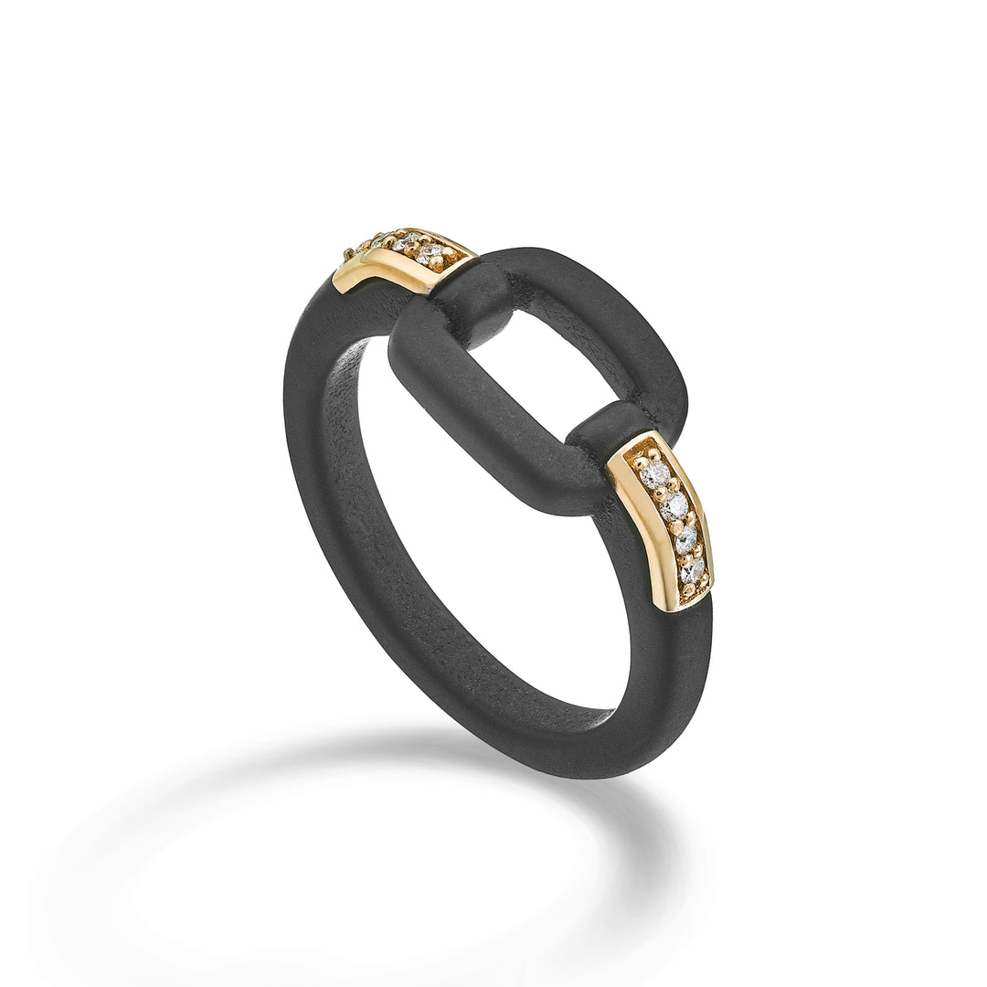 Golay titanium ring with 18k rose gold elements set with diamonds GAN030O3DINE-13