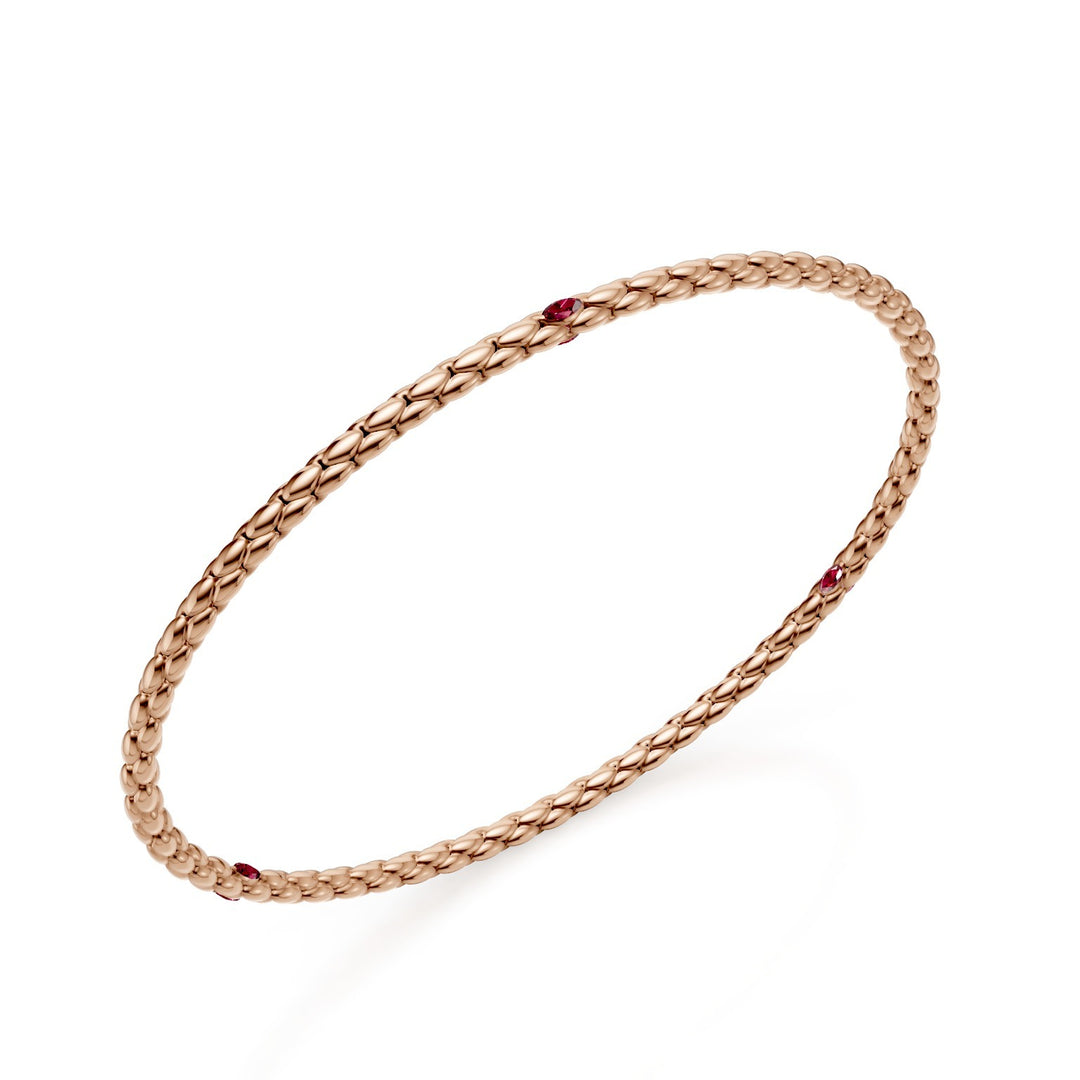 Golay bracelet in 9k rose gold, with herringbone link and three elements with two marquise rubies each 16cm GBR039E3R3RU-160