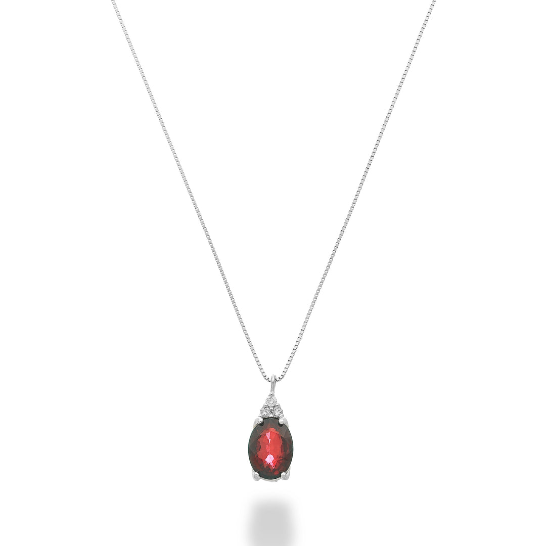 Nihama cl 18k ruby ​​n. 7x5 oval with three diamonds ND5189O4RBN080