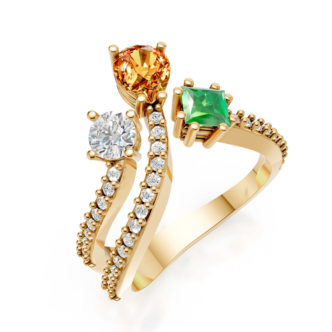 Golay-ring saffieren vorm veelkleurige diamanten op de schacht AMP662DMCC1G-25094110059
