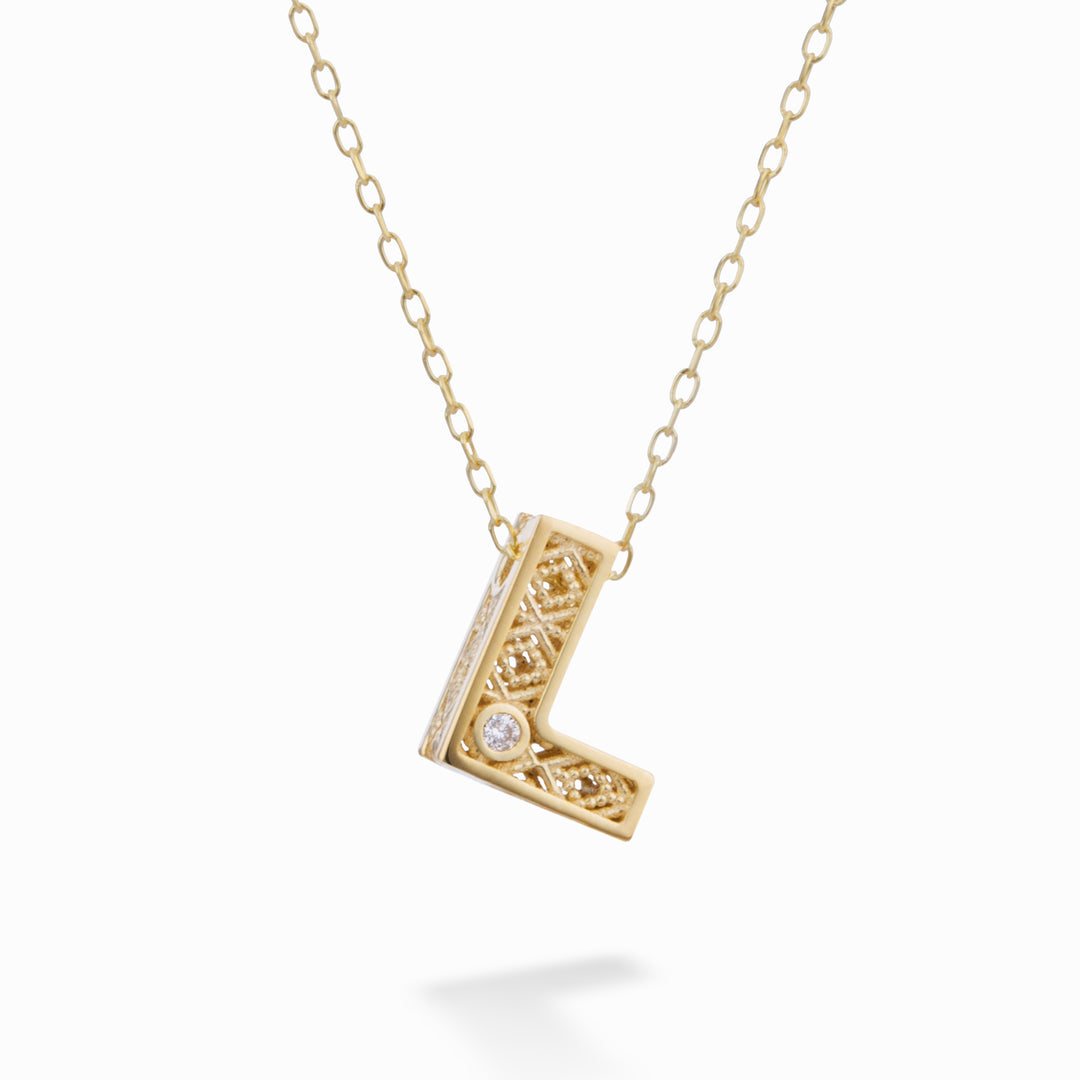Nihama cl 18k letter l geelgoud diam. ct.0,01 NDLETLO1