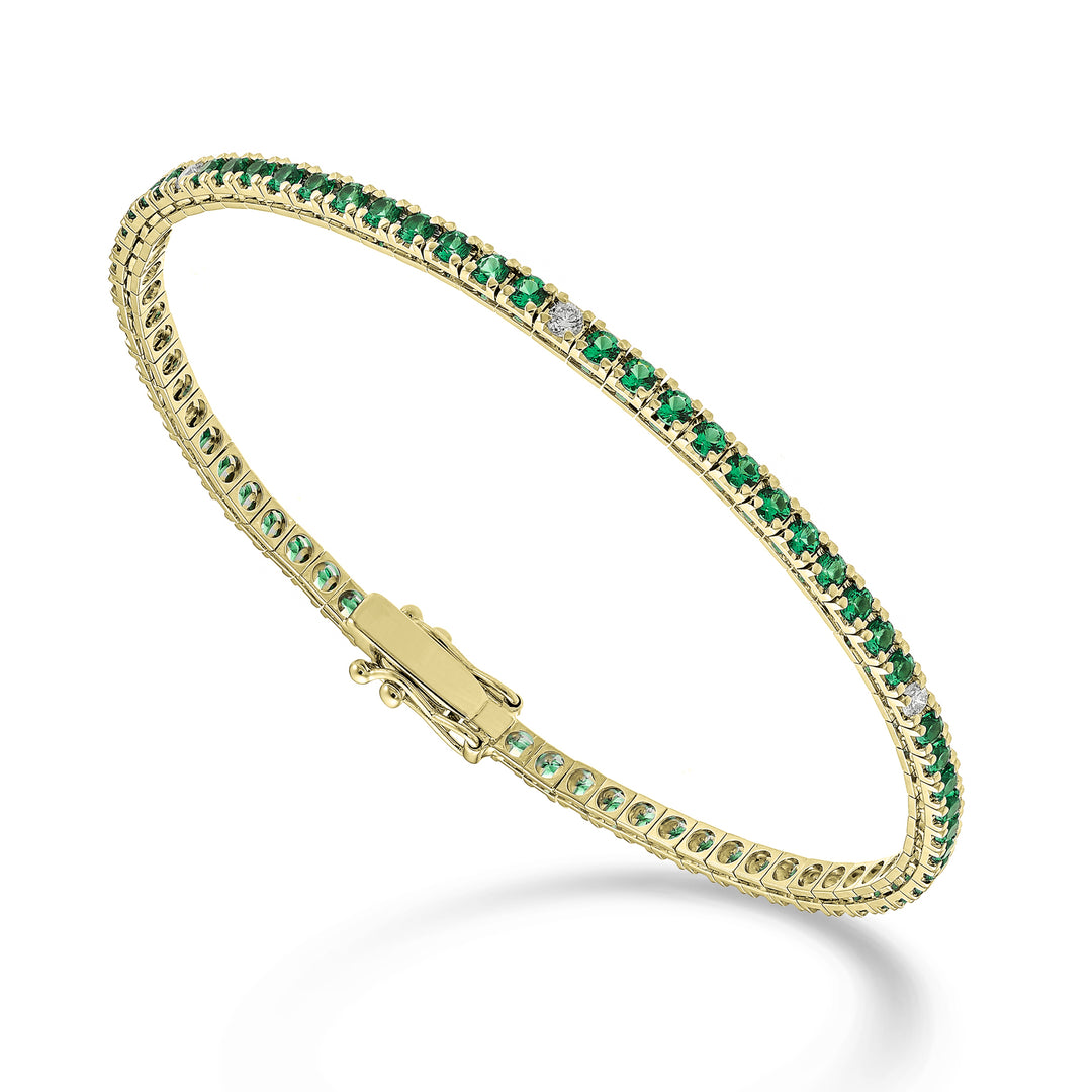 Nihama br tennis 18k emeralds ct. 1.53 ct diamonds. 0.18cm. 17.5 yellow gold - 80 settings NBTQ220SMRDIO1