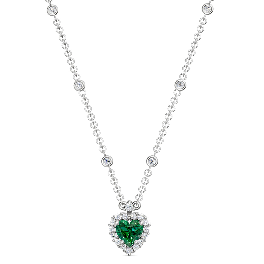 Golay 5x5 heart emerald necklace with diamond outline GCLC578DSM55-24318110014