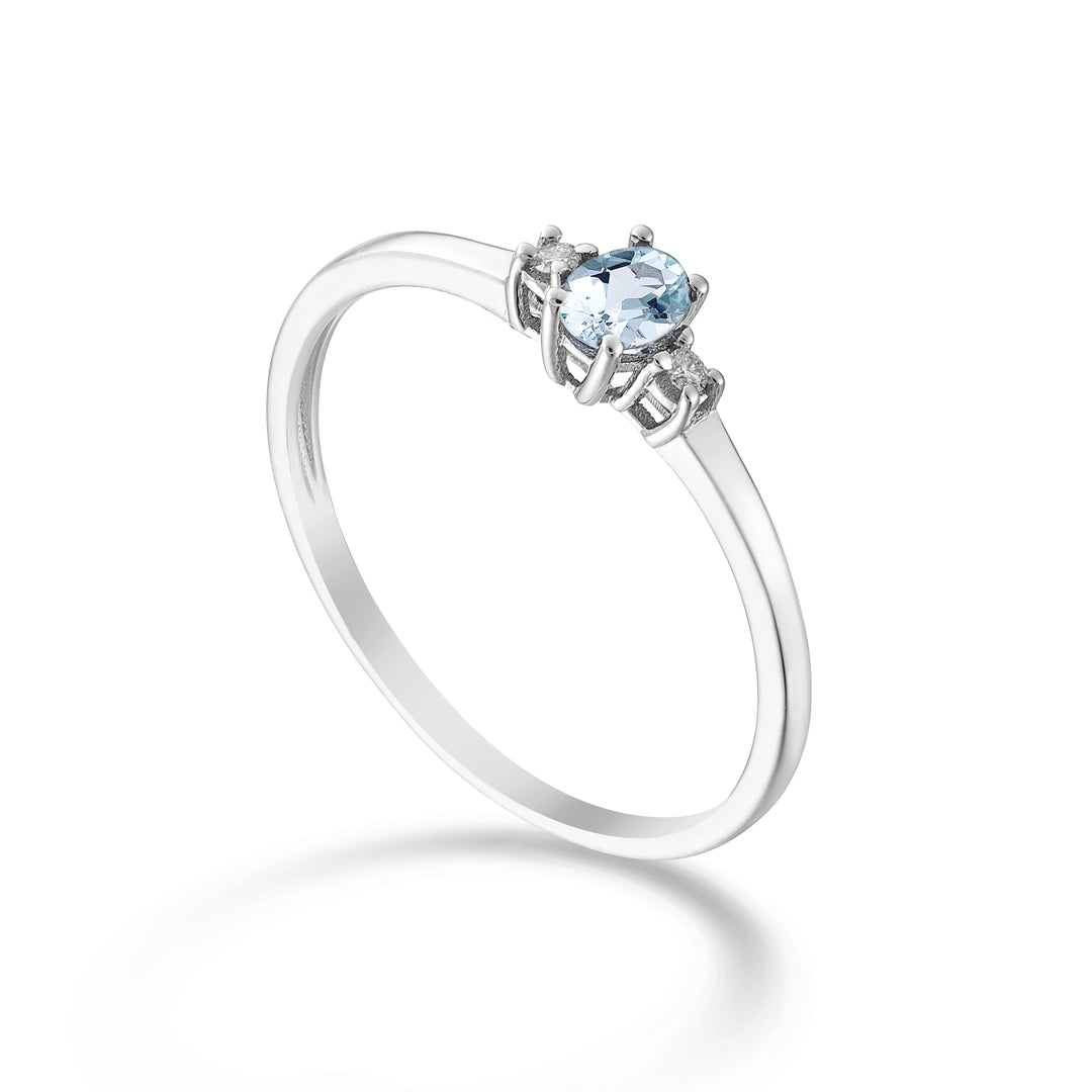 Mikiko een 9k ovale aquamarijn 4x3 ct.0,14 diam. 0,02 ct MA5190R4AM