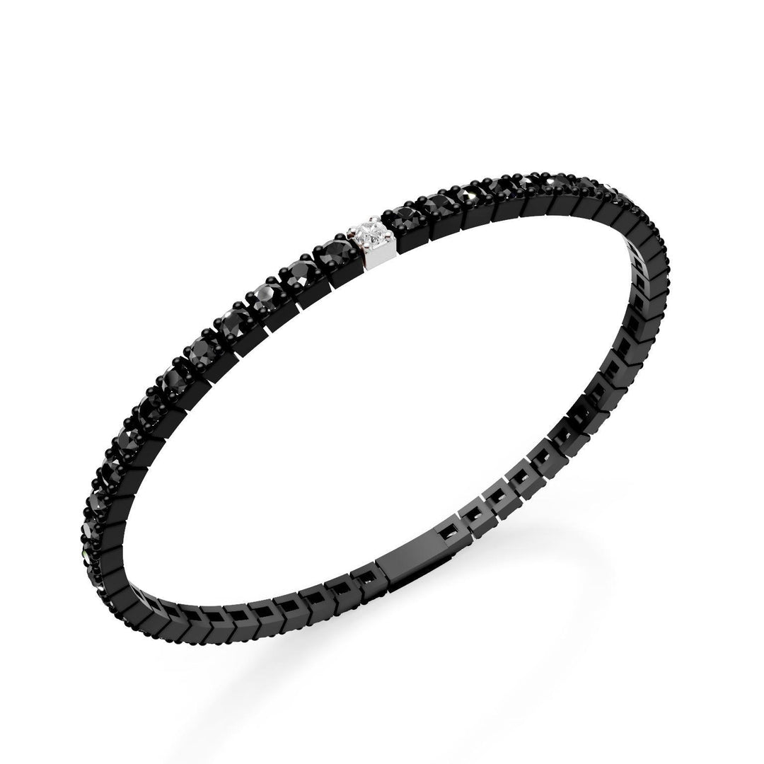 World Diamond Group tennis bracelet in black titanium, with black diamonds and a platinum insert with white diamonds, 19cm, first size GBRT001E1PTDINE-190