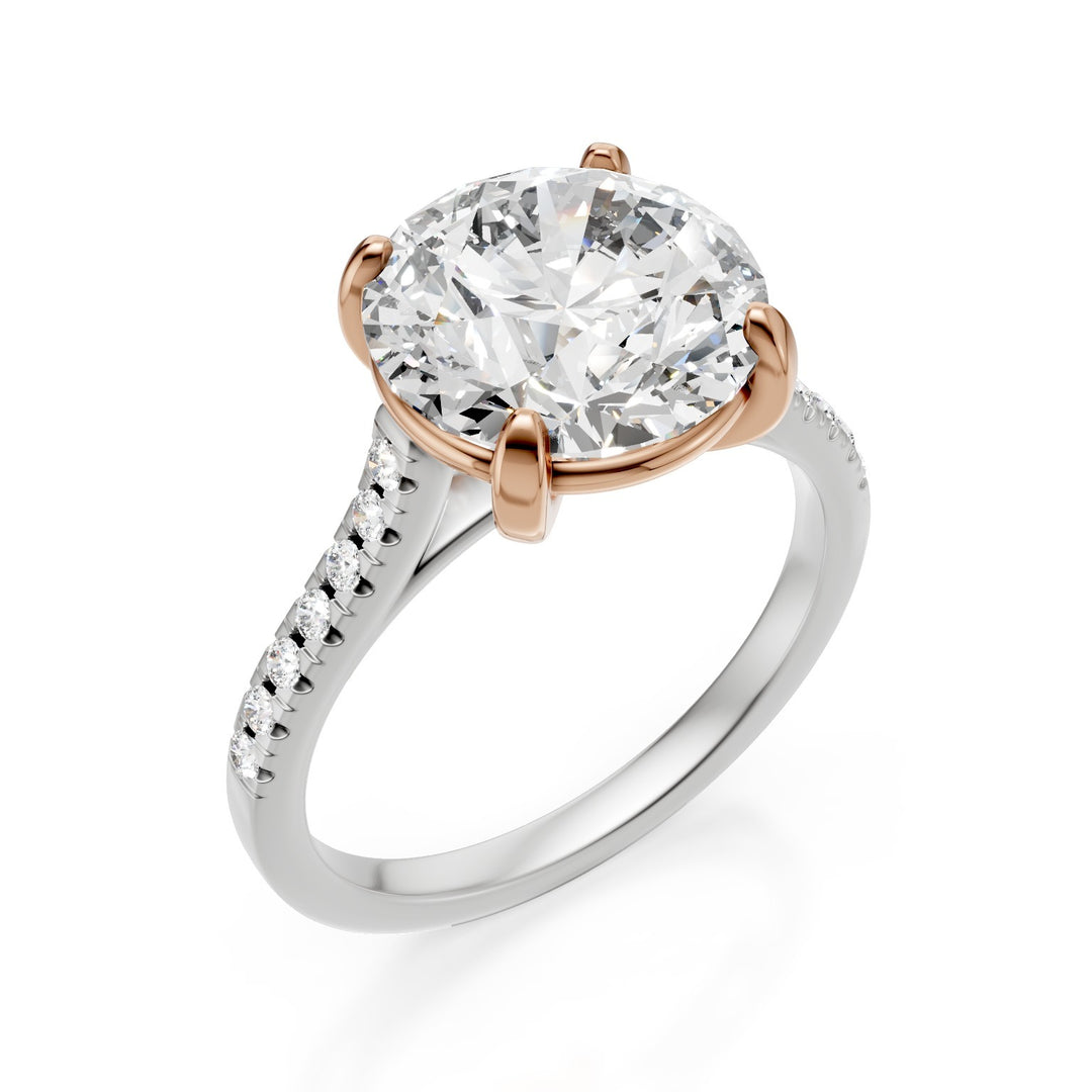 X-Diamond, ein 18-Karat-Labor-G.D. Gesamtct. 3,50 Cent. ct. 3,36 rund – 0,14 ct versenkter Schaft, Roségold-Lünette und Weißgold-Schaft LXDAPU097O7ROBI350