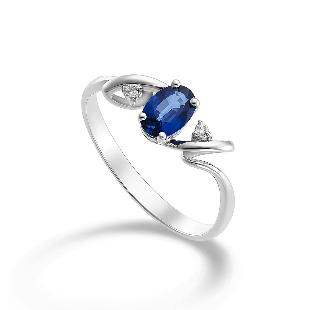 Mikiko een 18k ovale saffier 6x4 ct.0,40 diam. 0,02 ct MA5057O4ZFD
