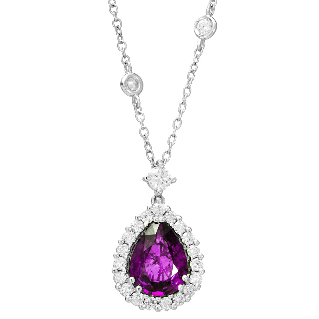 Golay ketting met zaff.roze druppelhanger 8x6-contour PCL027WDIZP-23311110059