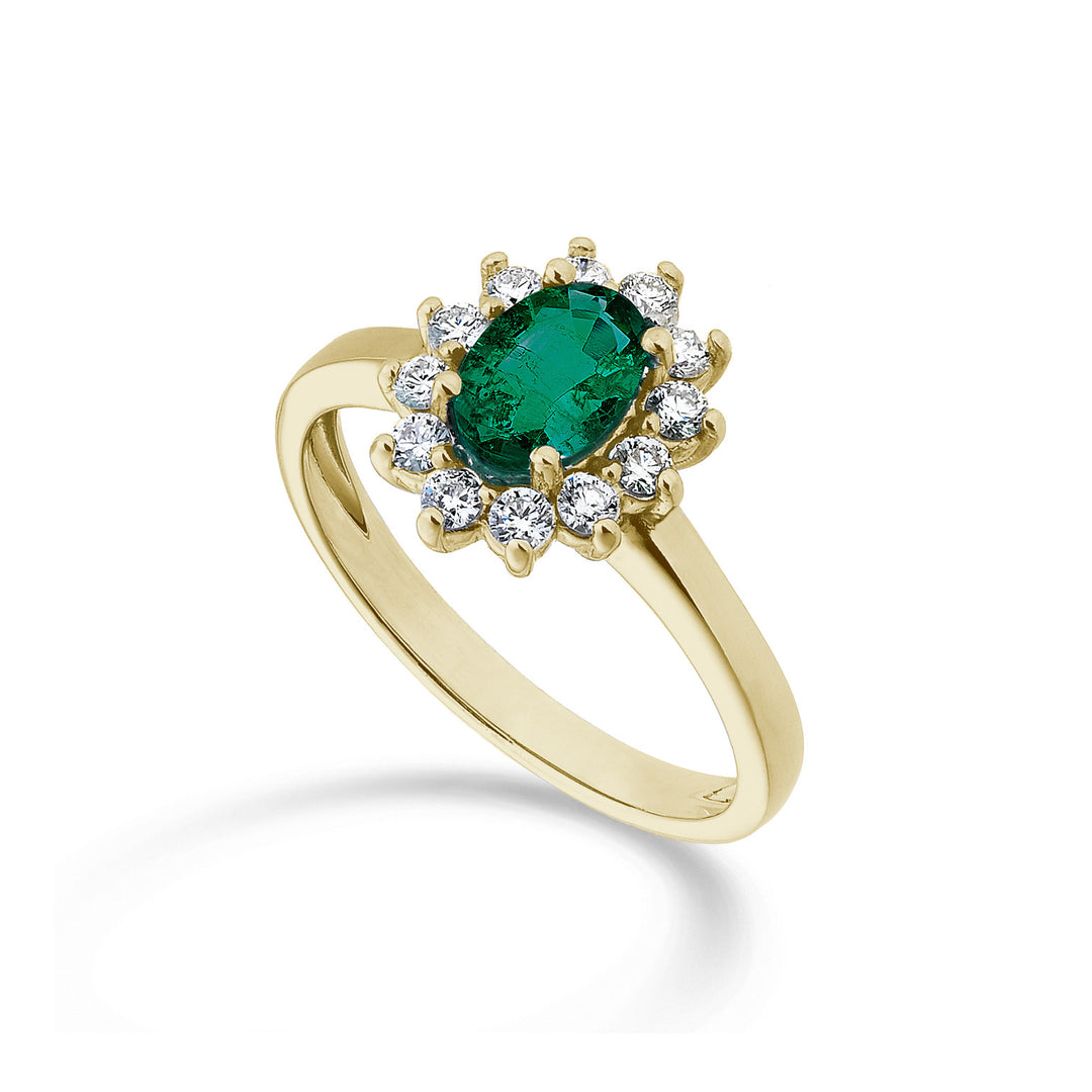 Mikiko, ein ovaler Smaragd aus 18 Karat, 7 x 5 Gelbgold, 0,60 ct Durchm. 0,30 ct MA5094O1BE