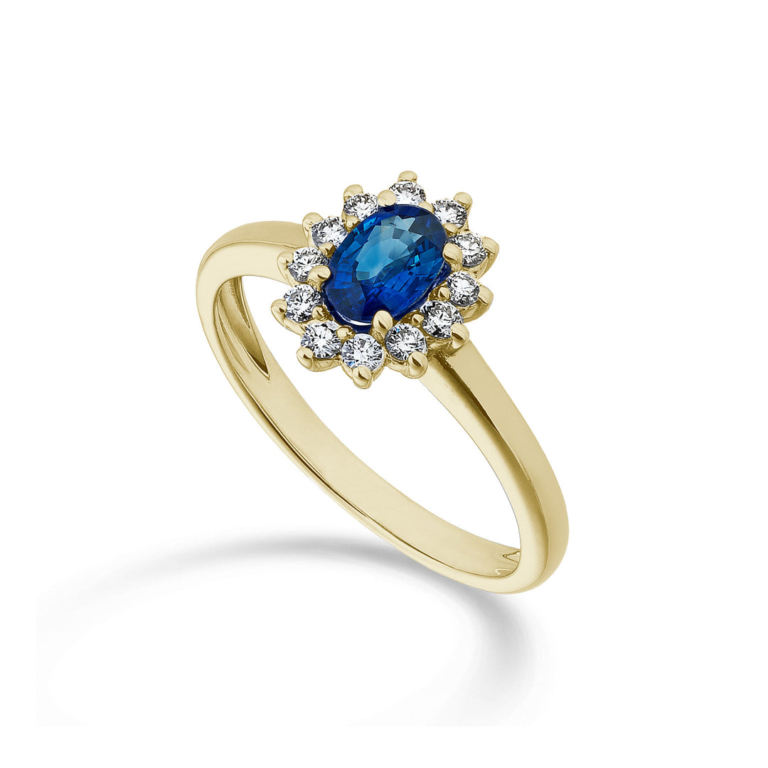 Mikiko, ein 18 Karat ovaler Saphir, 6x4 Gelbgold, 0,40 ct Durchm. 0,23 ct MA5093O1ZFD