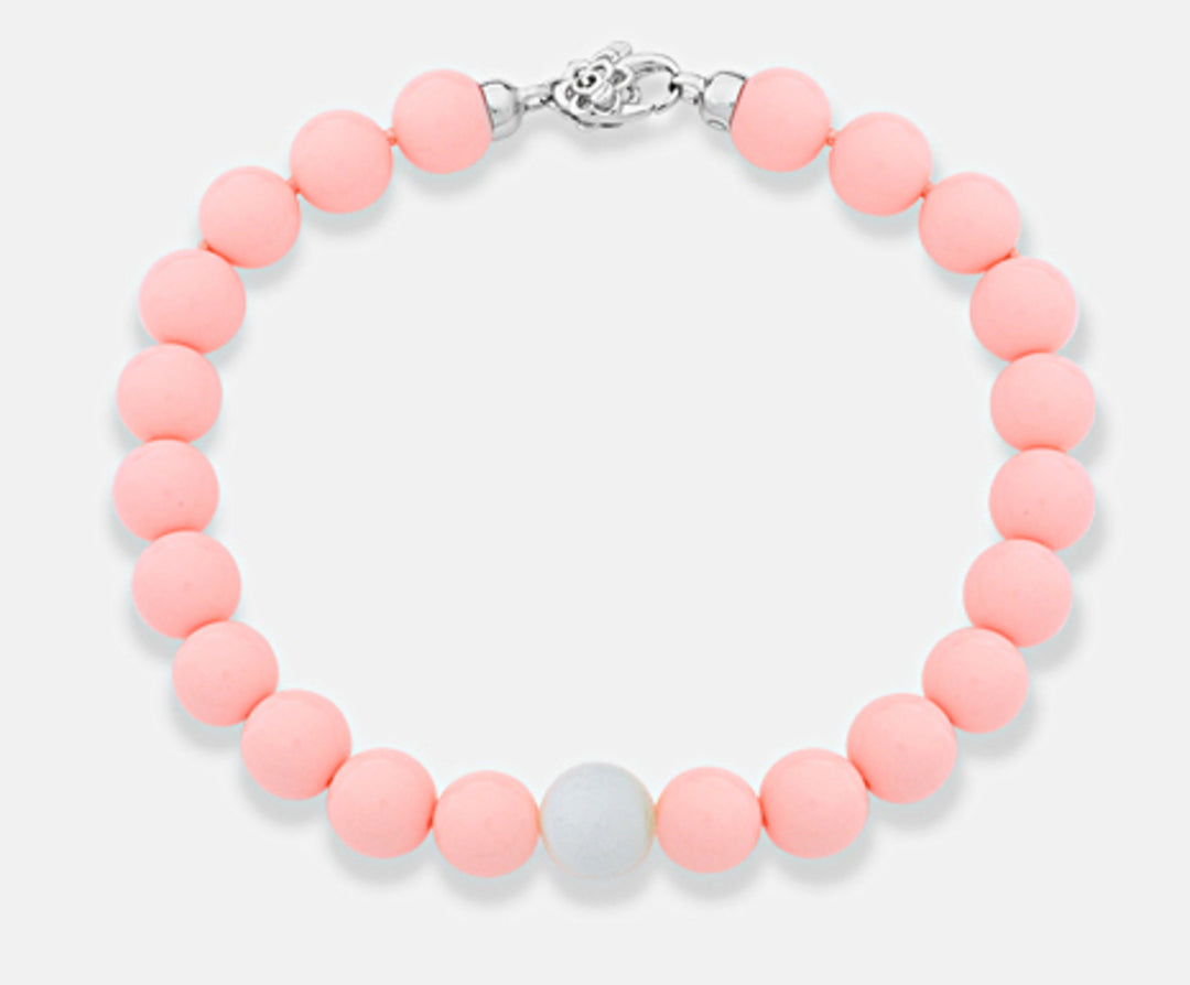 Mikiko br ag925 agglomeraat van roze koraal en witte agaat 10 mm MB7364A4CORALLO010