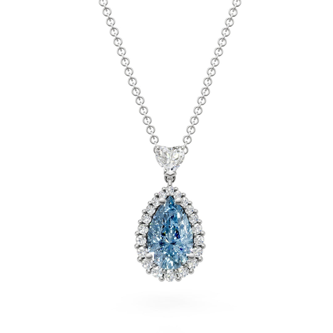 X-Diamond cl 18kt lab g.d. total 2.05 ct, drop 1.53 ct fancy blue vs2, with outline and counter-link with heart 0.52 ct in total LXDGPU065O4GOBL205