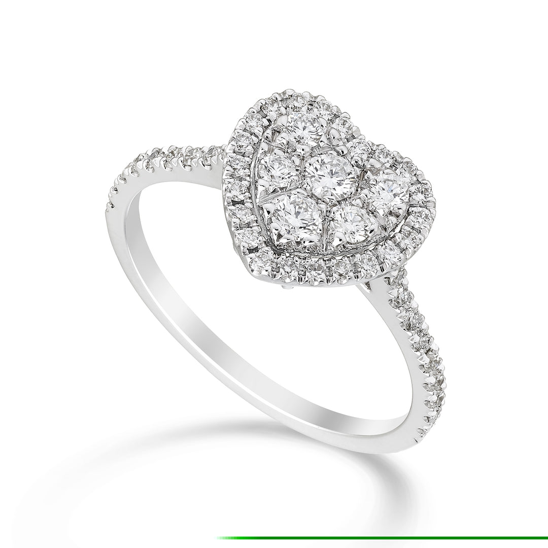Herzförmiger Golay-Ring mit mehreren Steinen und versenkter Schiene AMPC003DI-23095110027