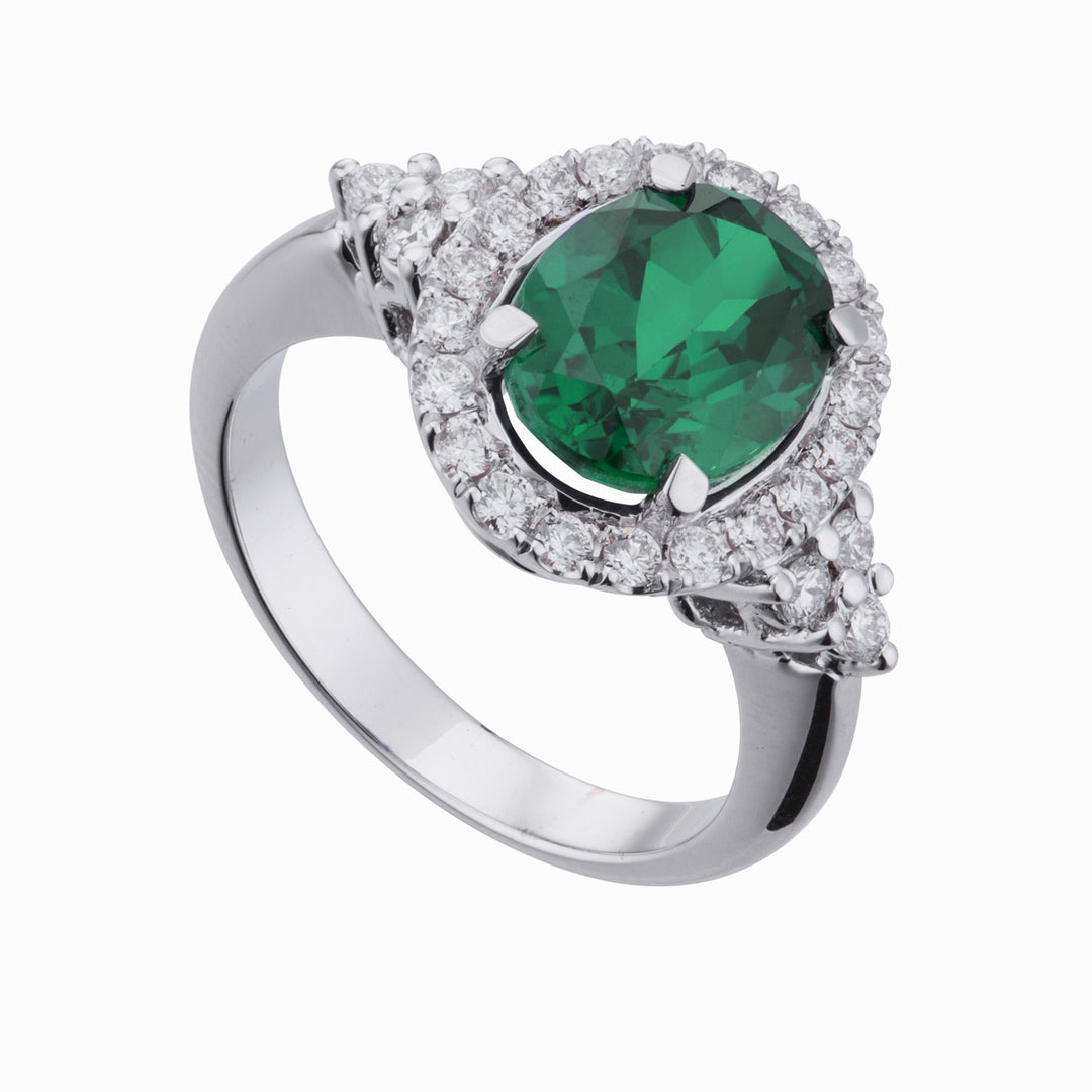 X-Diamond ring with lgd diamonds and emerald 8x10 recreated XDACL131SR810-22145110006