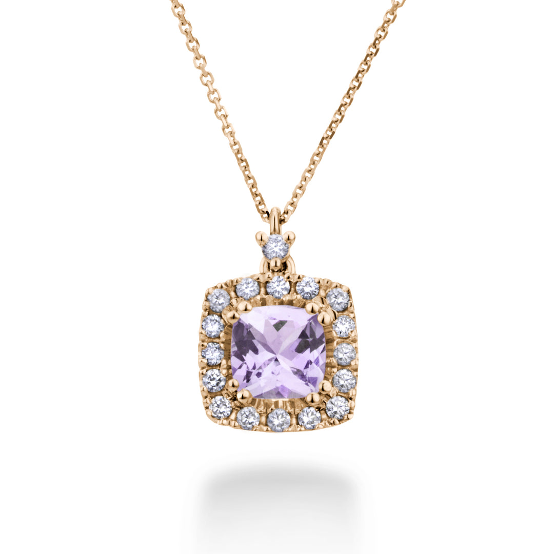 World Diamond Group Kunzit-Kissenhalskette 9x7 und Diamanten PCL076DIKZ79-24082110084