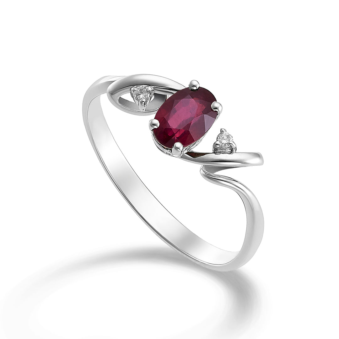 Mikiko an 18k oval ruby ​​6x4 ct.0,40 diam. ct.0.02 MA5057O4RBC
