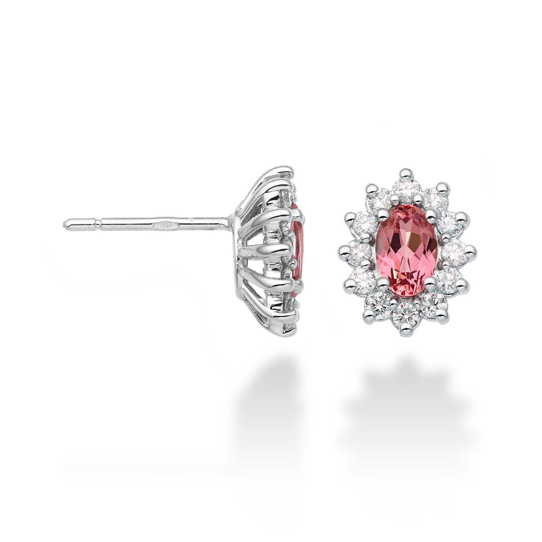 Mikiko oder 18 Karat ovaler rosa Saphir 6x4 ct.1,20 Durchm. 0,46 ct MO5030O4ZFRP