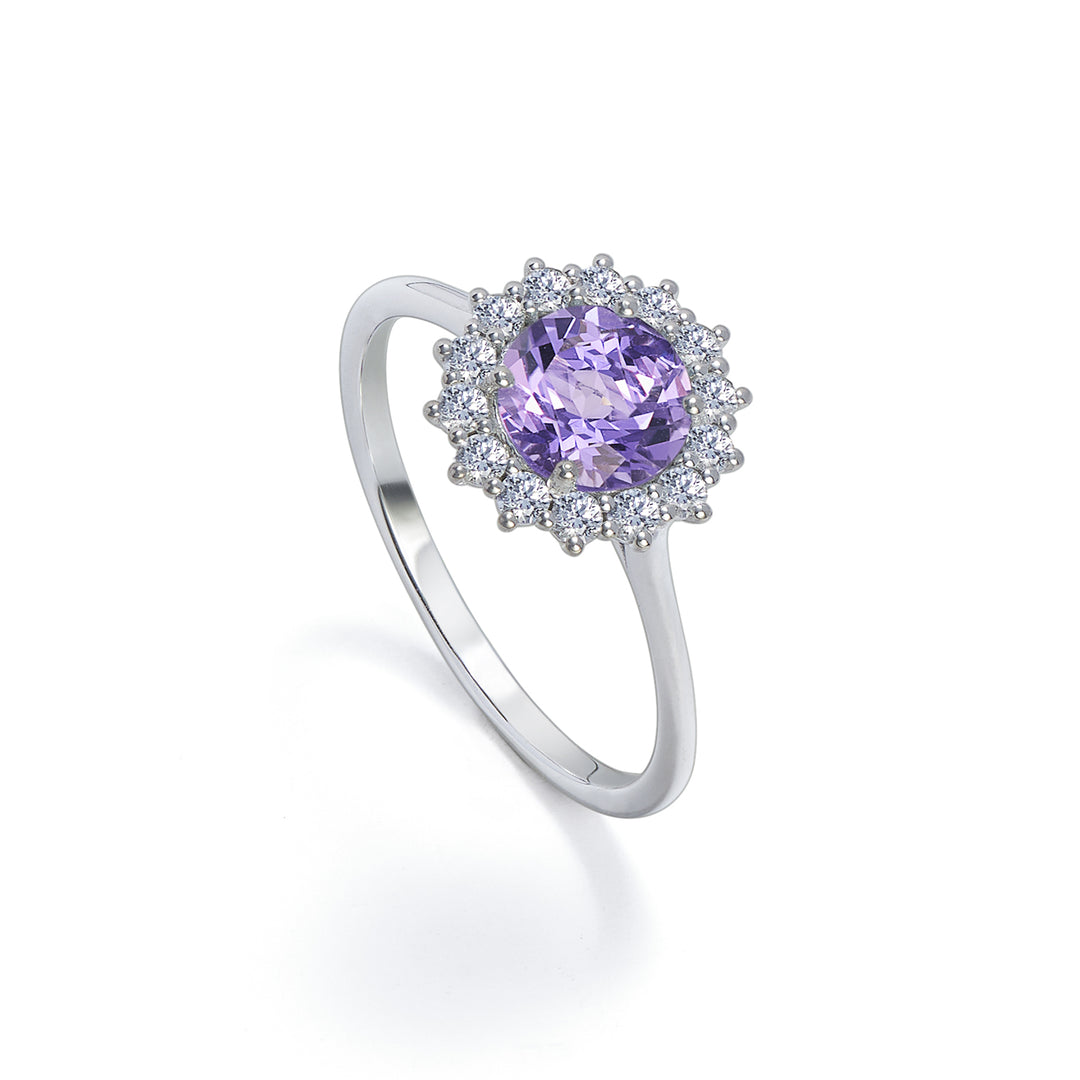 Golay runder Amethystring 6x6 mit Diamantkontur ACL118DIAME-22304110041