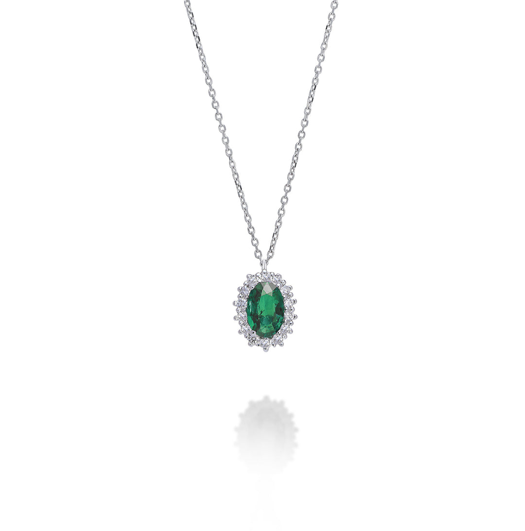 Nihama cl 18k Smaragd n. oval 6x4 ct.0,30 Durchm. 0,13 ct ND5086O4SMN
