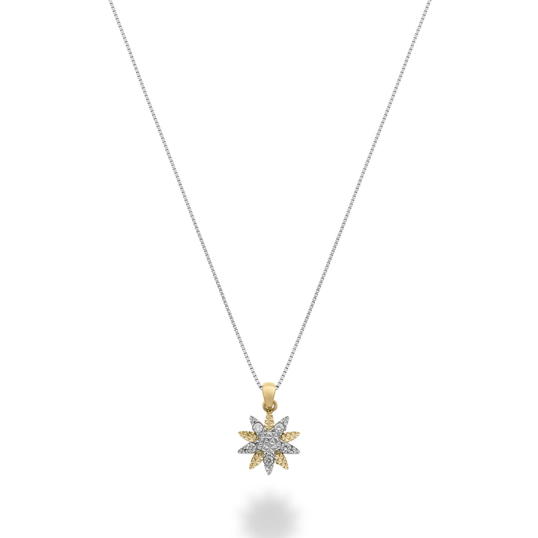 Mikiko cl 18k flower pattern with diamonds, elements in yellow gold and white gold MD5200O7BR003