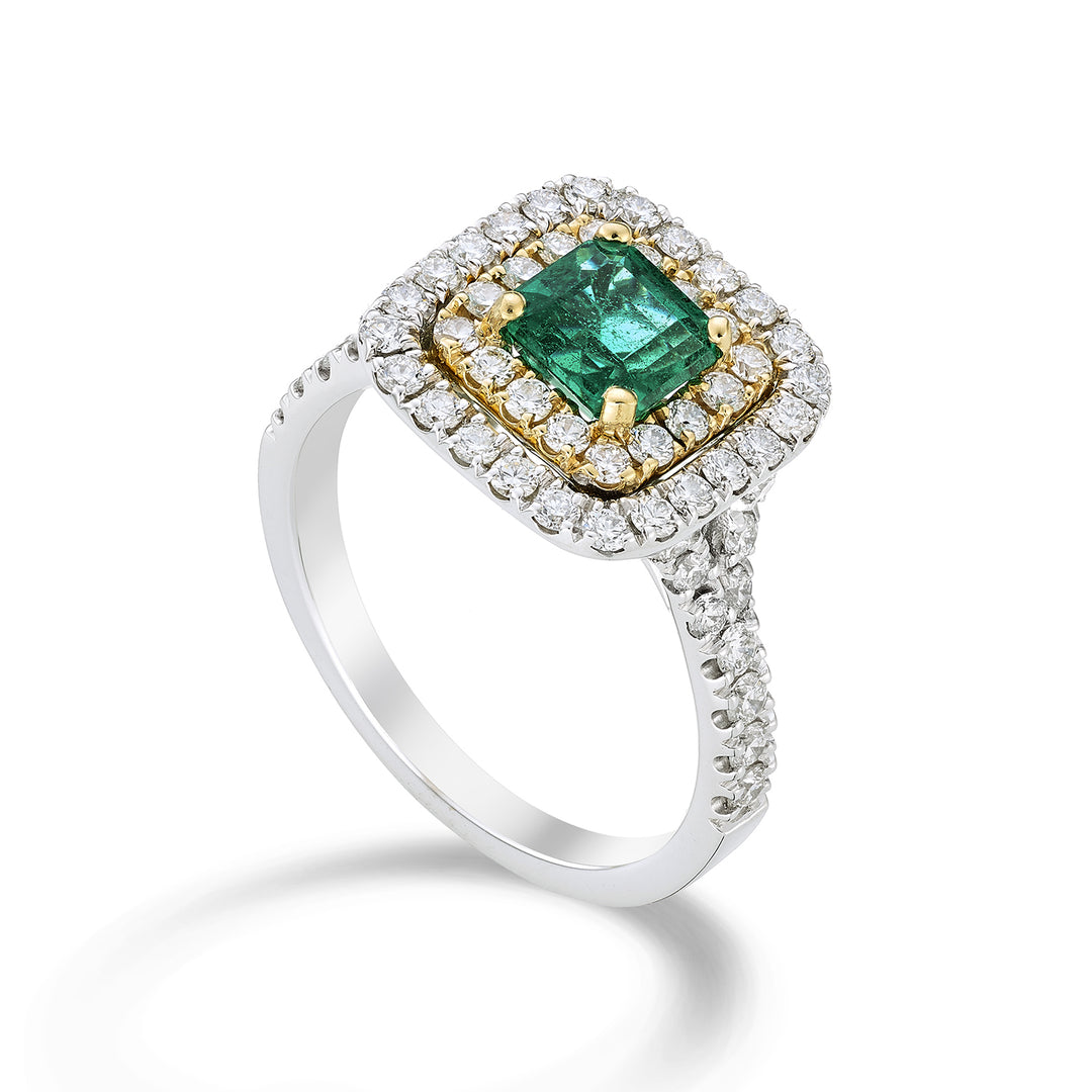Golay emerald ring emerald double contour diamonds AEDC001DISM-22322110018