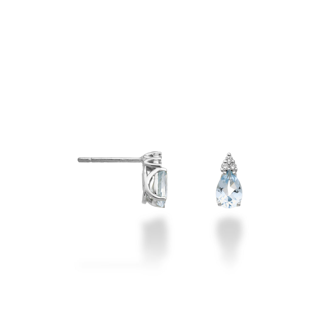 Nihama oder 18 Karat Aquamarin-Tropfen 6x4 und drei Diamanten NO5173O4AM