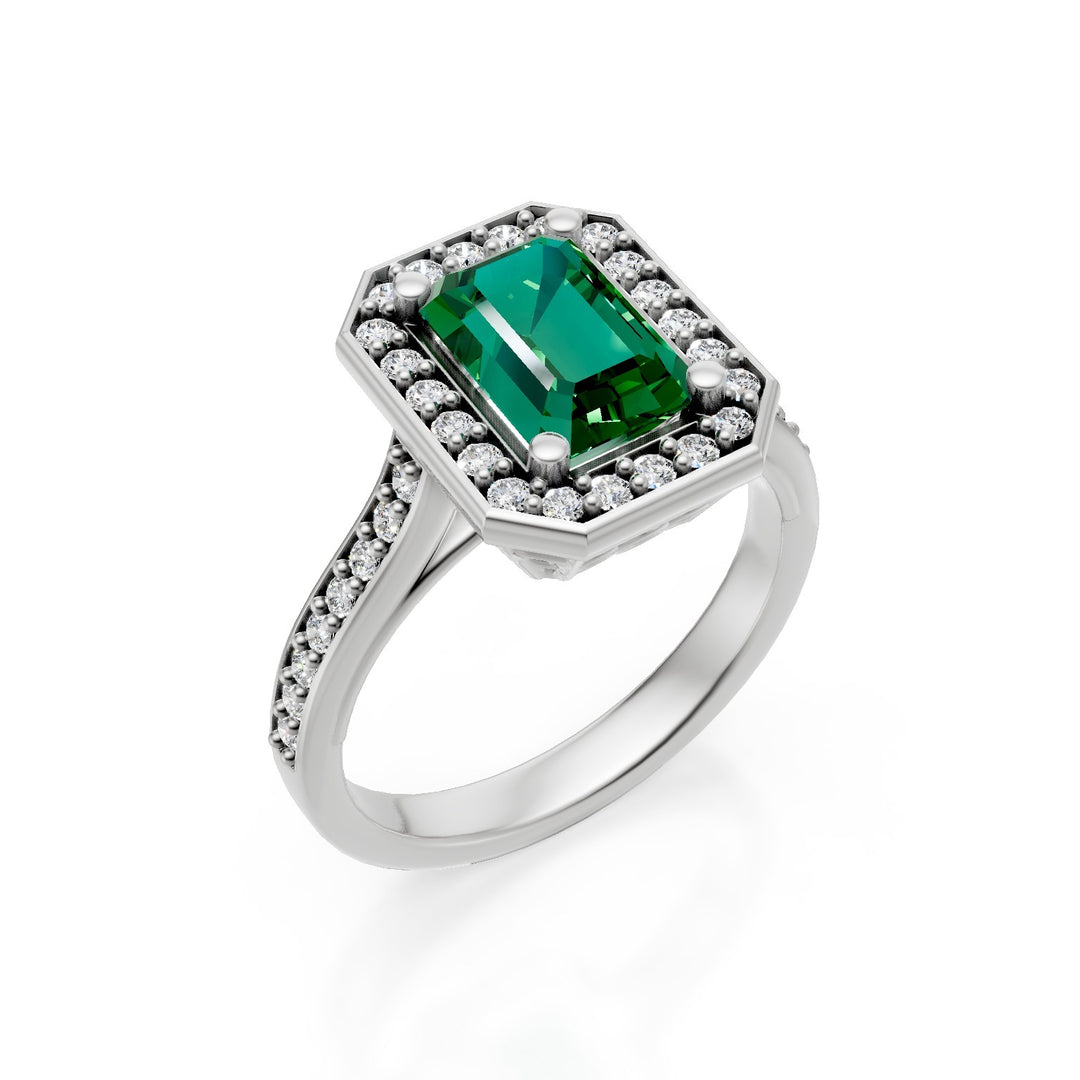 Golay okt smaragdgroene ring 8x5 contour verzonken schacht ACLC635DSM85-25064110252