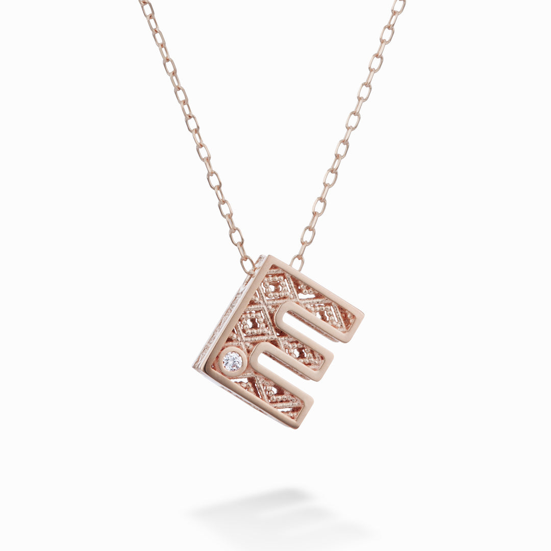 Nihama cl 18k-Buchstabe und Roségold-Diam. ct.0,01 NDLETEO3