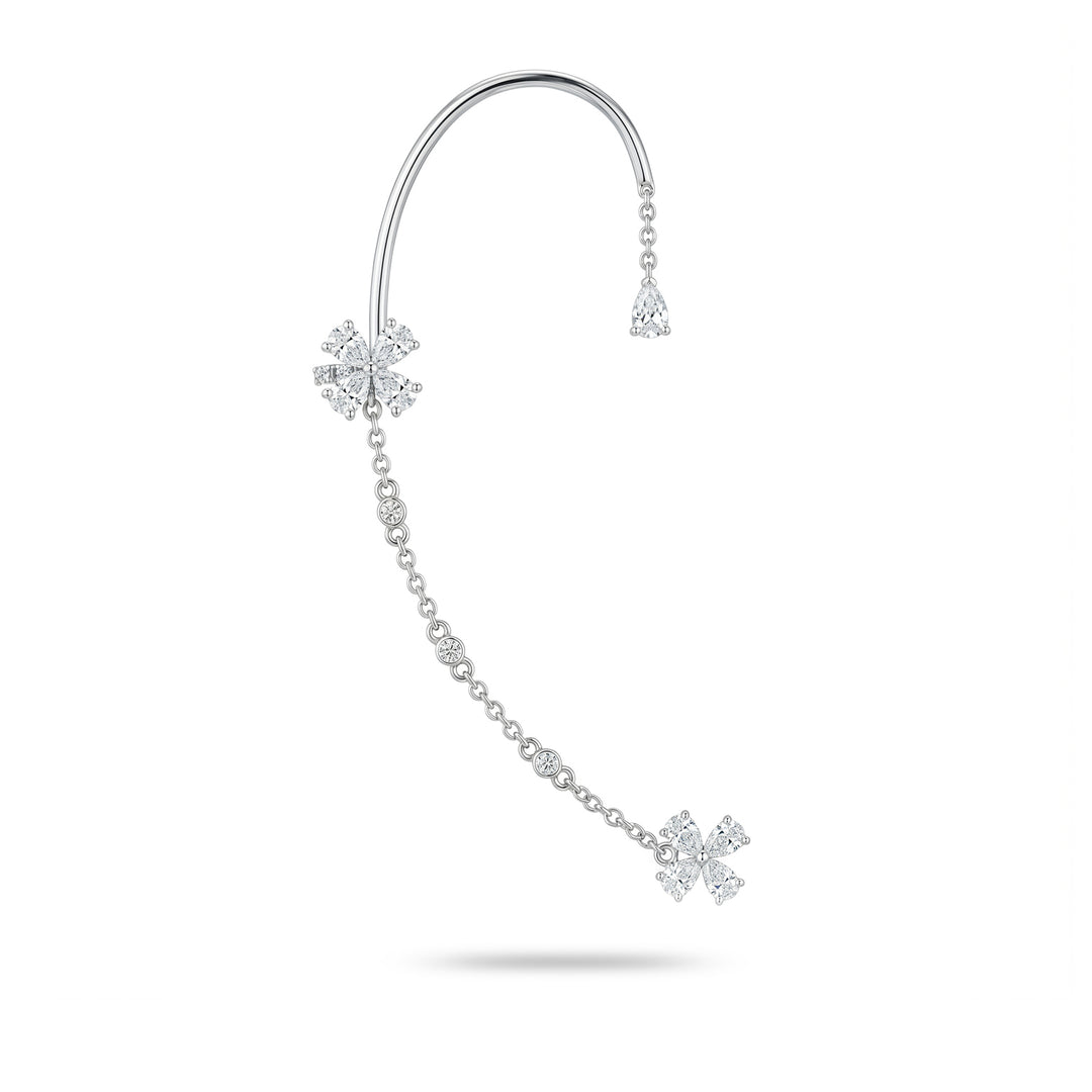 Golay ear cuff earring with flowers and right-set chain OEC874DBDX