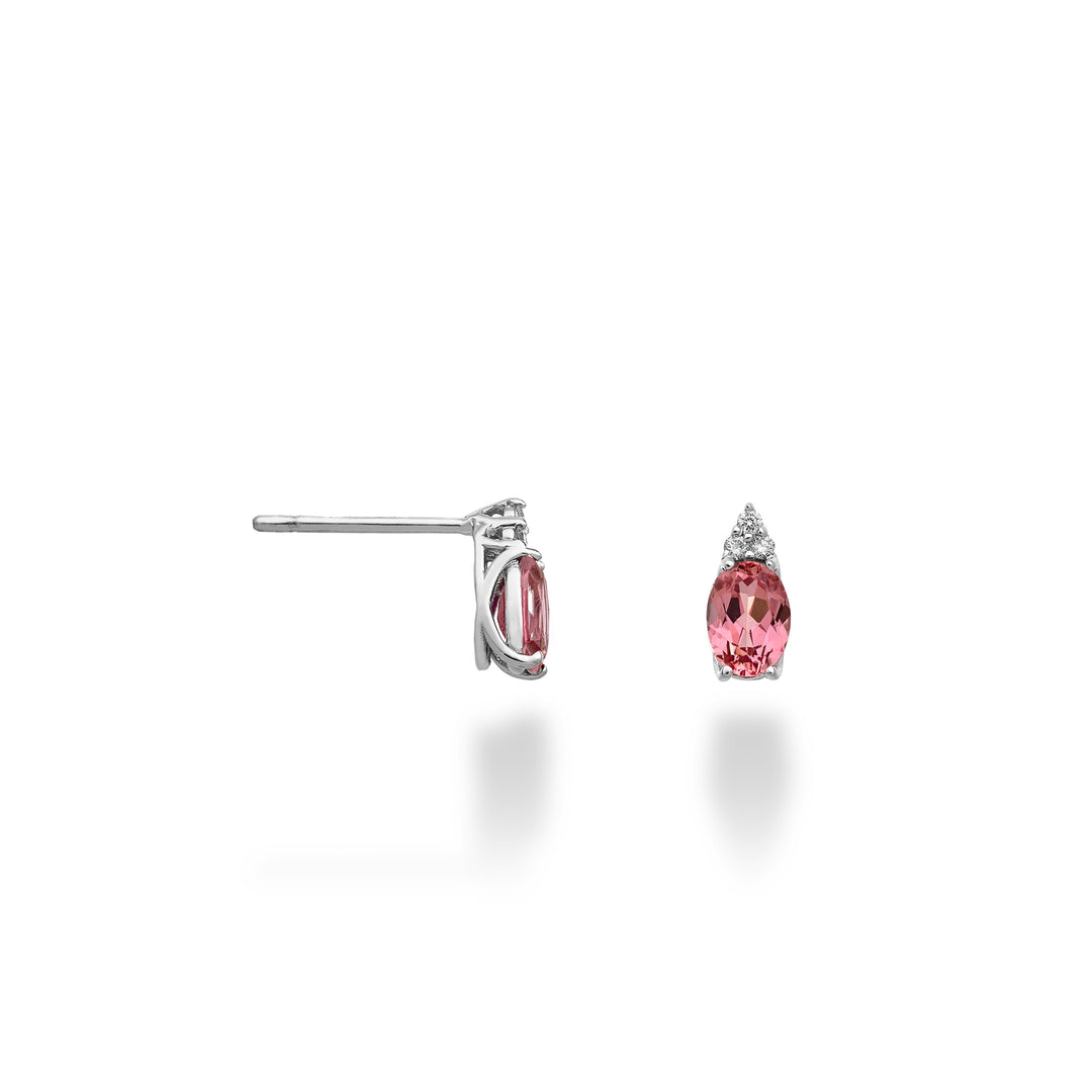Nihama oder 18 Karat ovaler rosa Saphir 6x4 und drei Diamanten NO5171O4ZFRP