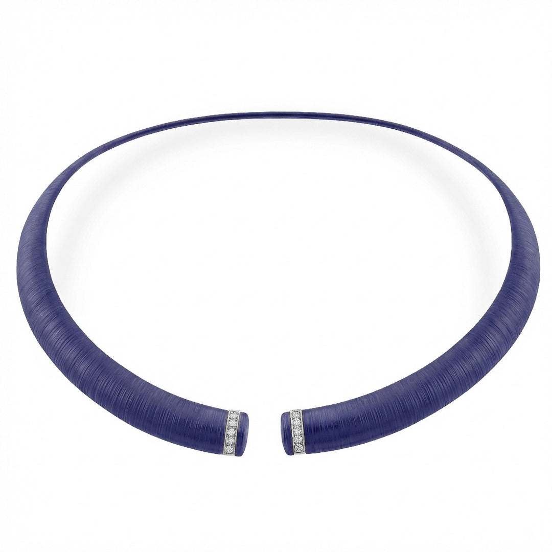 Golay purple textured titanium choker with 18k white gold elements, set with diamonds, medium size GD013O4DIVITX_M