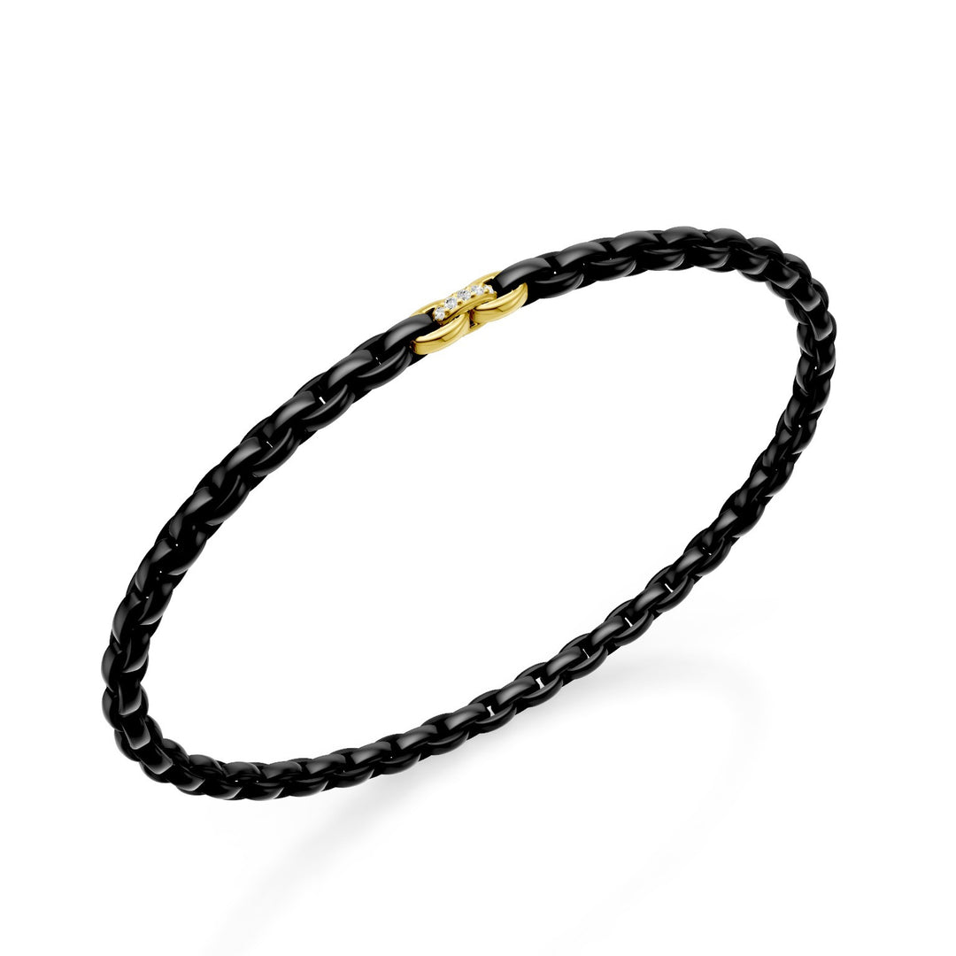 Golay black titanium bracelet, with three 18k yellow gold inserts, of which only the central one is set with diamonds, oval link, 17cm GBR034E3AO1DINE-170