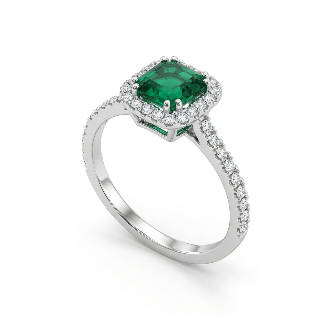 Golay octagonal emerald ring 5x5 and diamond outline ACLC072DISM55-23094110072