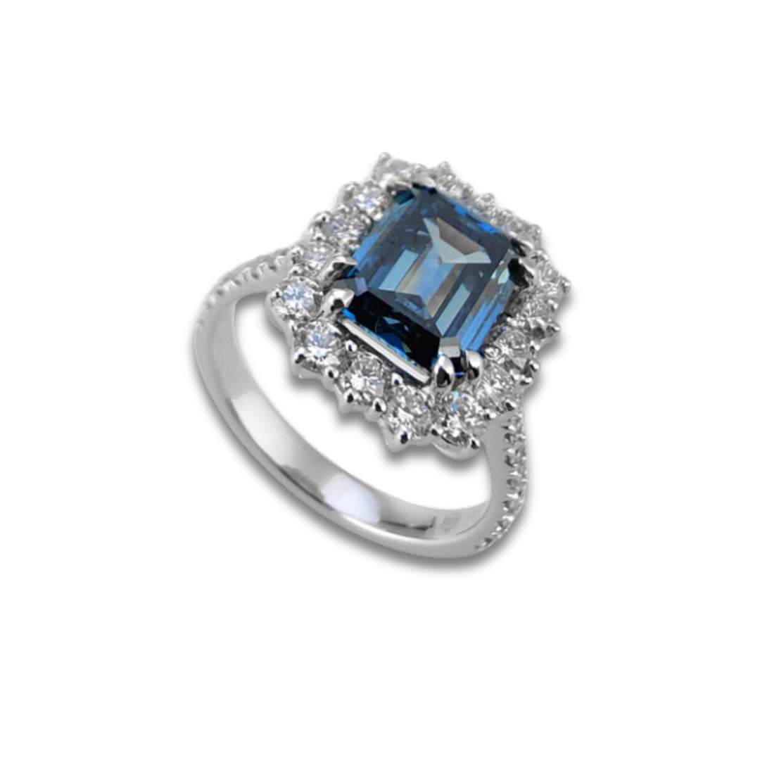 X-Diamond, ein 18-Karat-Labor-G.D. Gesamtct. 4,21 Cent. 3.04 blaues Achtecklabor LXDAPU033O4OTDI421