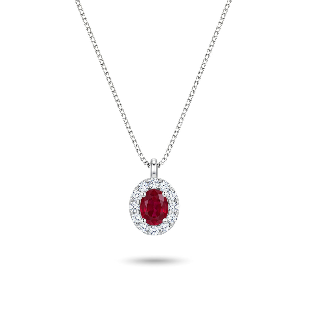 Mikiko cl 18k oval ruby 4x3 with diamond surround MD5201O4RBC