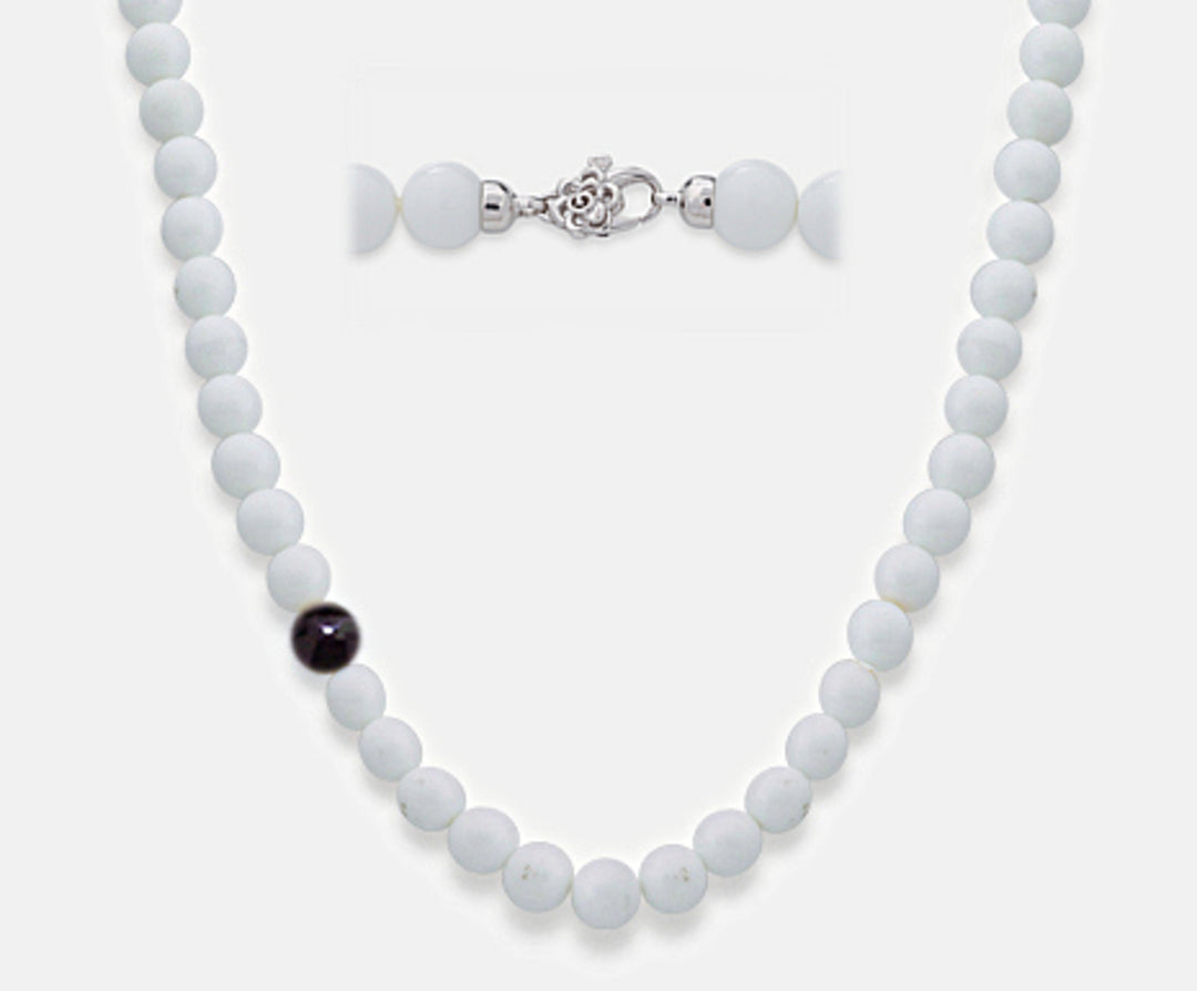 Mikiko cl ag925 agglomerate of white agate and onyx 12mm 50 cm MC7092A4AGATA012