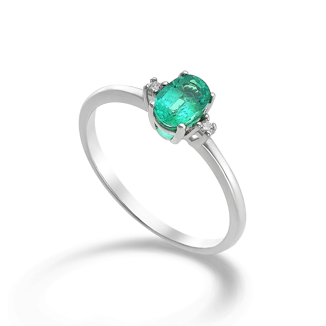 Nihama een 9k ovale smaragd 6x4 ct.0,30 diam. 0,02 ct NA5072R4BE