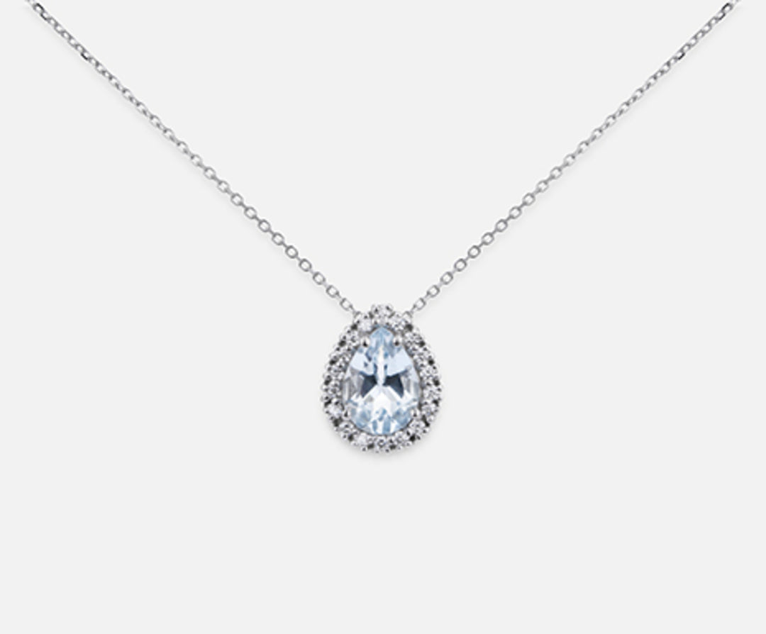 Mikiko cl 18k aquamarine drop 7x5 ct.0.50 dia ct.0.09 MD5058O4AM