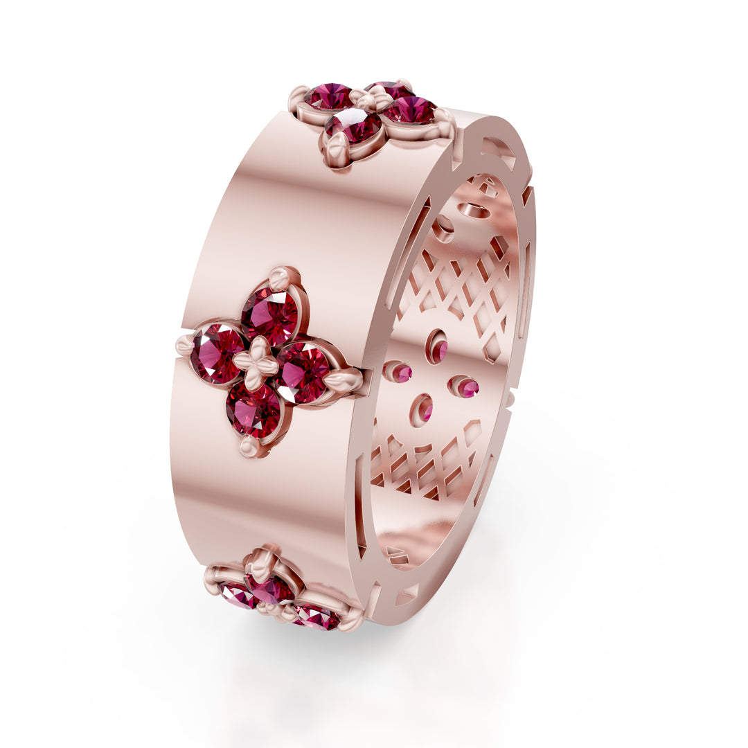 Golay simple pink satin rubies band ring AFFI01RUSR