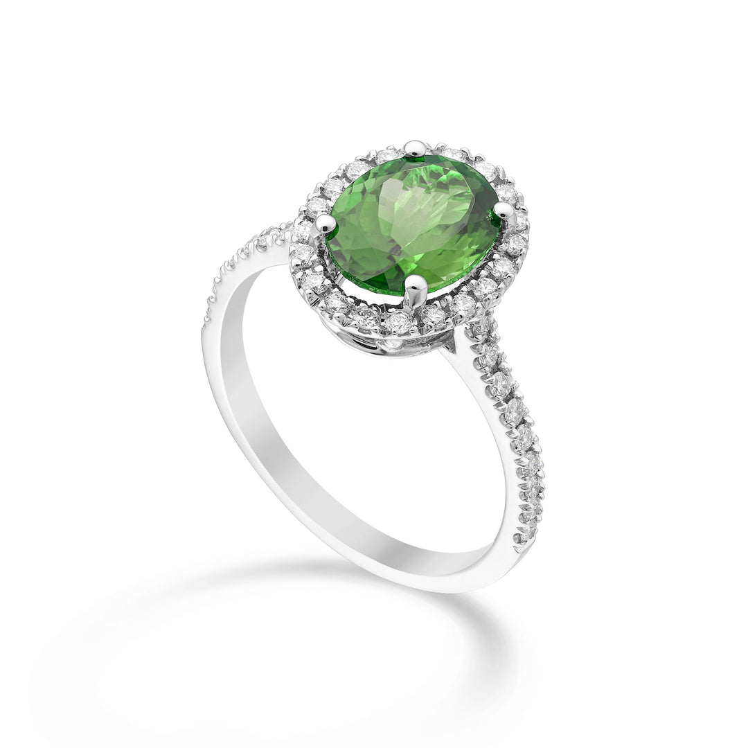 Golay oval green tourmaline ring 8x10 and diamonds ACLC070DITOG6-22283110089