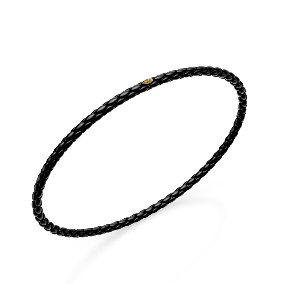 Golay black titanium bracelet, with herringbone link and element with two marquise yellow sapphires 17.5cm GBR039E1ZGNE-175