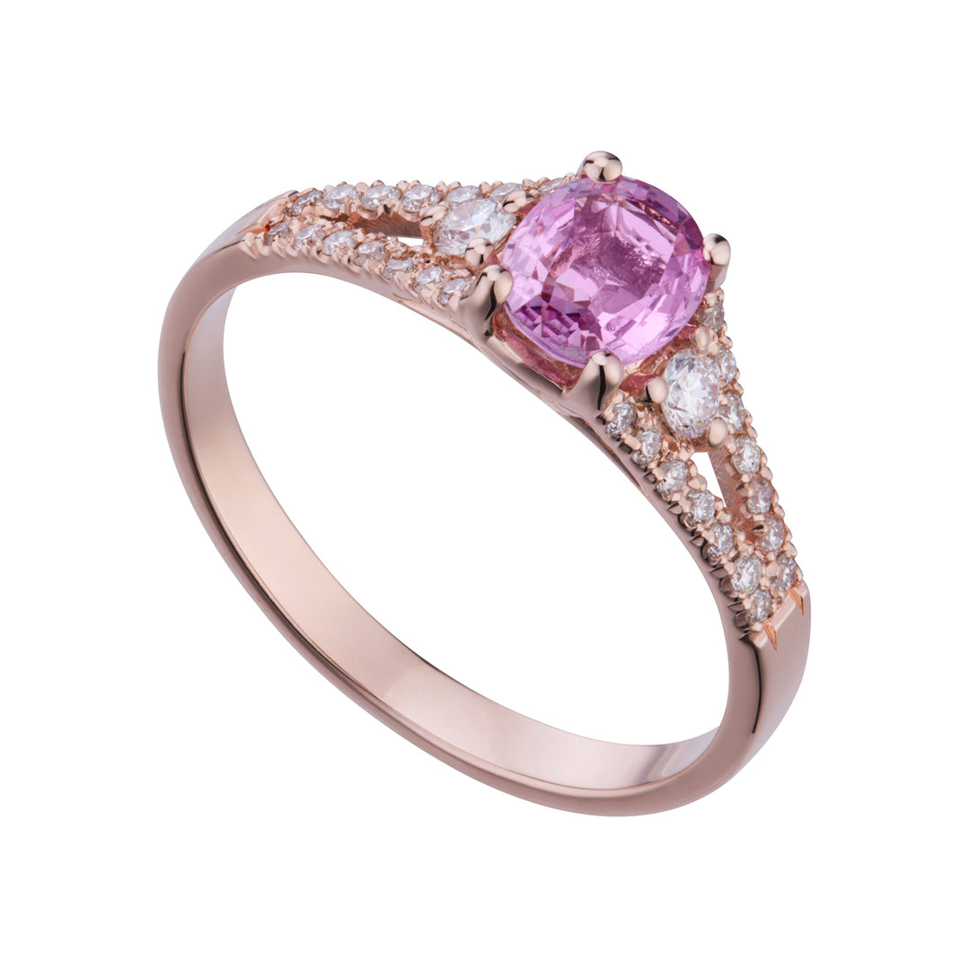 Golay ovale roze saffierring 6x5 en verzonken schacht ACL204DIZP-21053110041