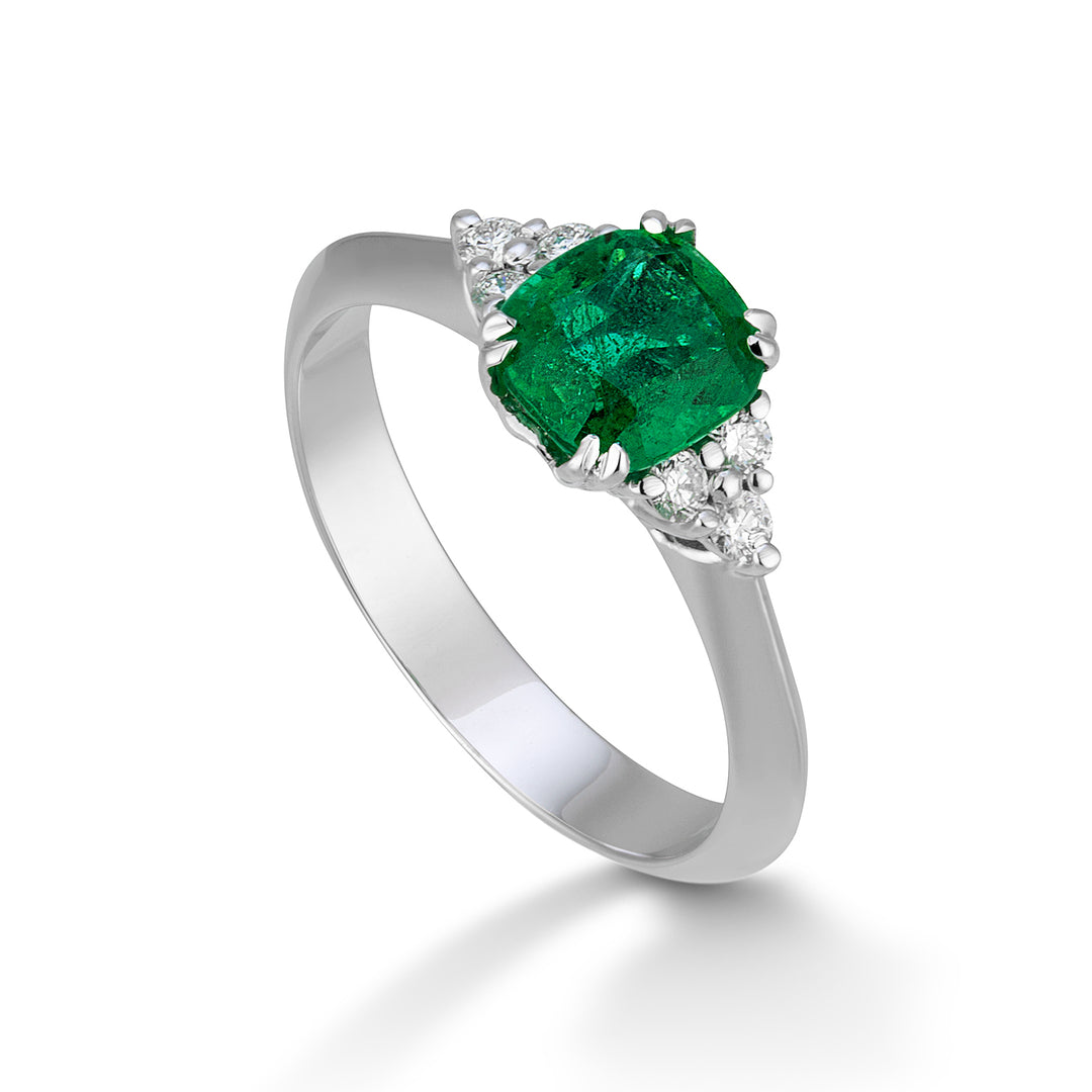 Golay kussen smaragdgroene ring 7x6 en 6 zijdiamanten ACLC064DISM67-23073110078