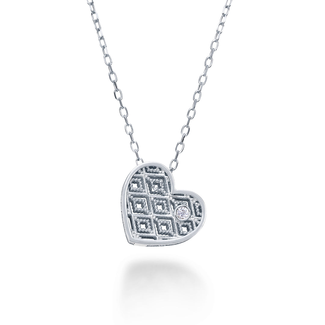 Mikiko cl 18k witgouden hart diam. ct.0,01 MDHEART4